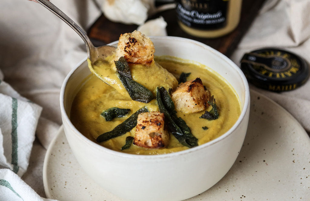 Cauliflower Soup with Crispy  Sage & Croutons
