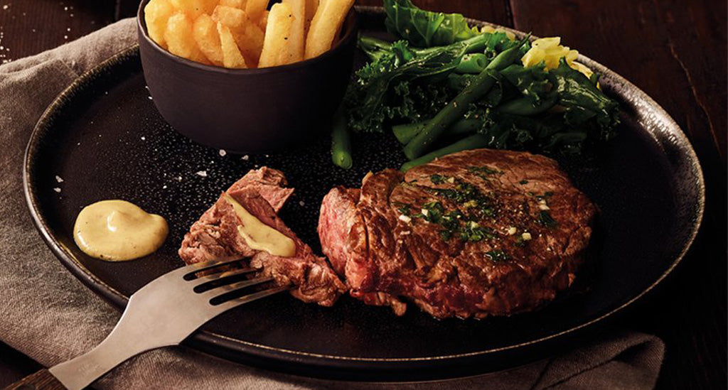 Fillet steaks with Maille Dijon originale mustard