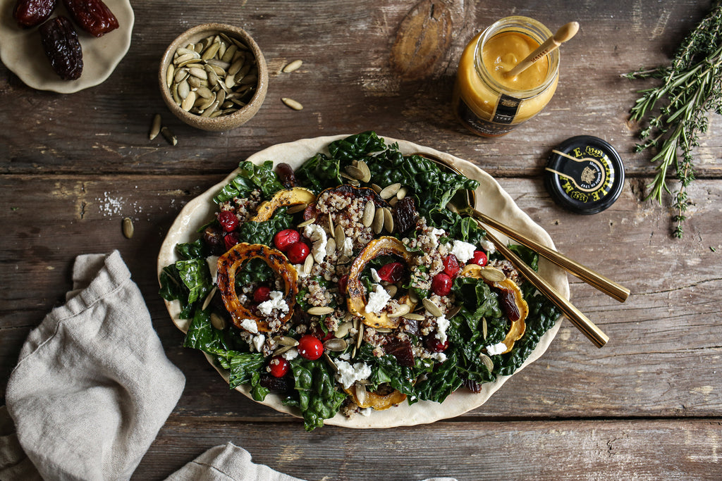 Maille Holiday Kale Salad with a Orange Vinaigrette
