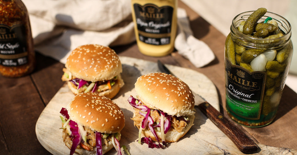 Pulled Pork Sliders with Golden Dijon BBQ Sauce + Slaw