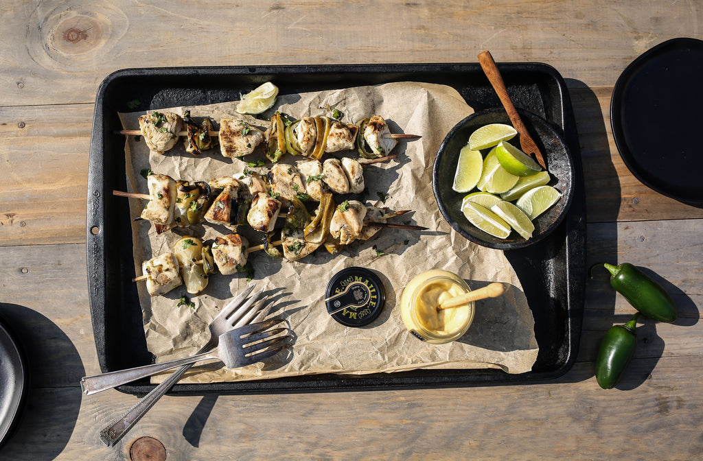 Lime, Cilantro, Jalapeno + Dijon Chicken Kebabs