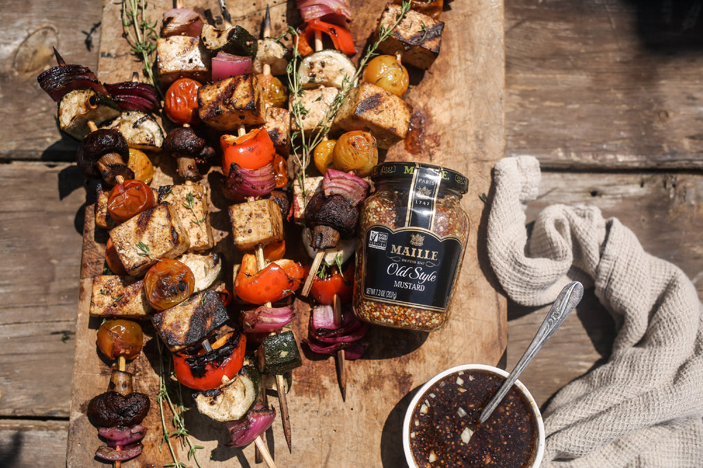 Balsamic Dijon Veggie + Tofu Kebabs