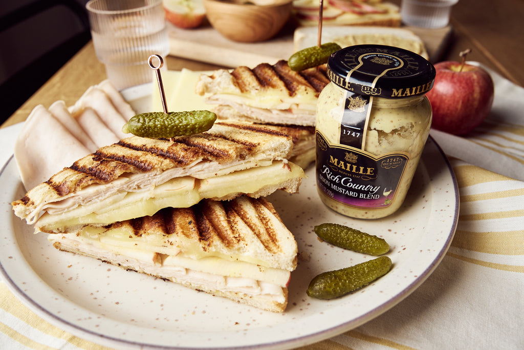 Grilled Turkey Mustard Sandwich with Apple + Cheese