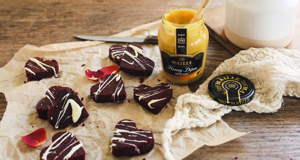 Red Velvet Dijon Brownie Hearts
