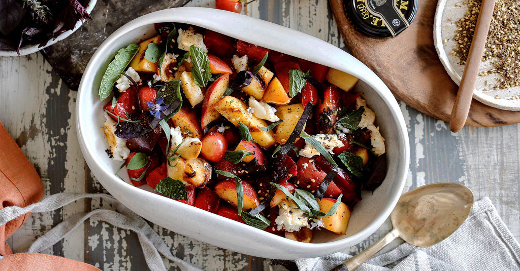Grilled Stone Fruit & Haloumi Salad with Za'atar Vinaigrette