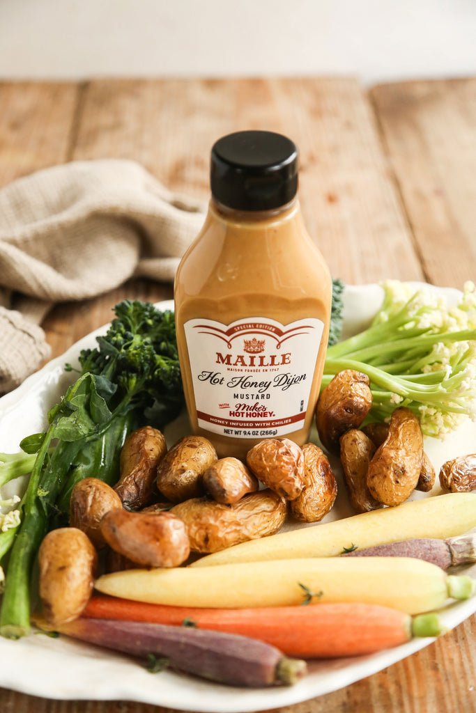 Veggie Tray with Maille Hot Honey Dijon
