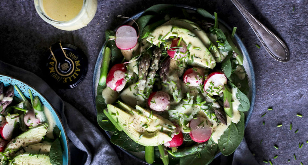 Asparagus Radish Salad with Honey-Mustard Dressing