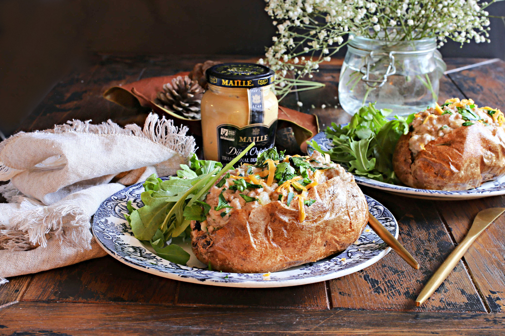 Beef Stuffed Cheesy Baked Potatoes with Maille