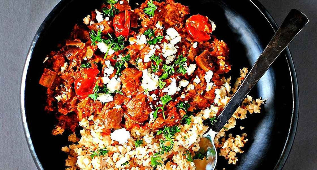 Eggplant and walnuts with couscous