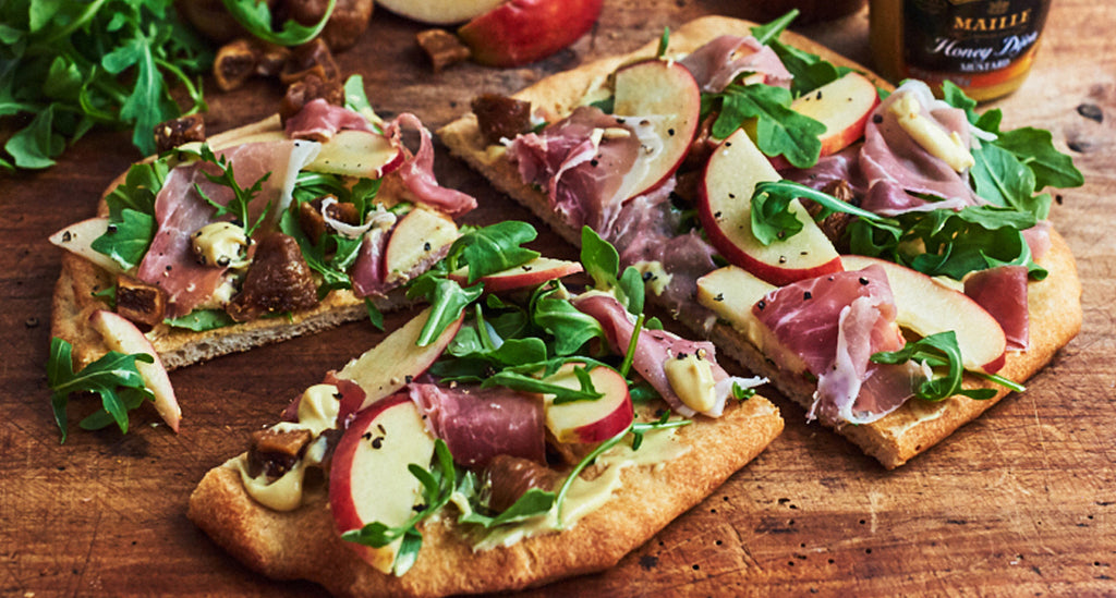 Honey Mustard Flatbread with Apple, Figs & Proscuitto