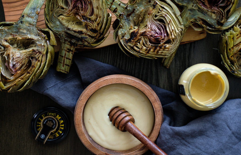 Grilled Artichokes with Maille Aioli