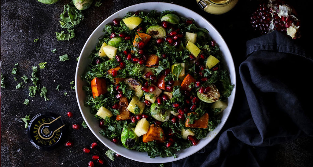 Vegan Fall Harvest Salad with Kale and Pumpkin