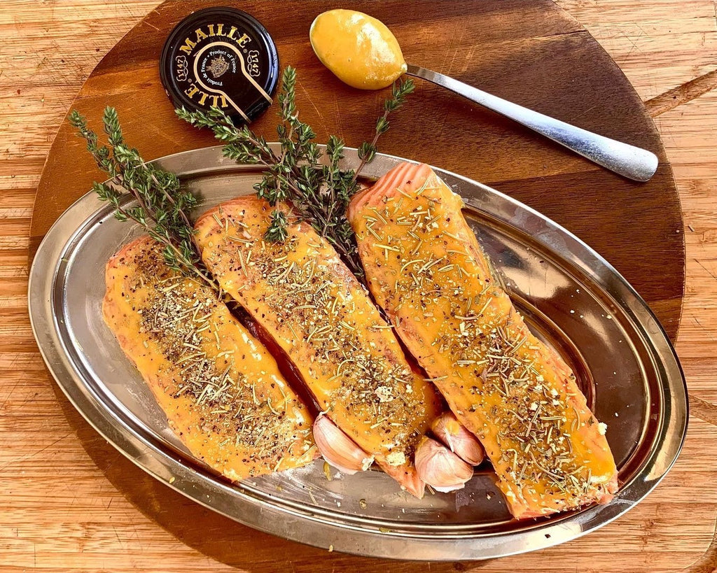 Grilled Salmon with Maille Honey Dijon