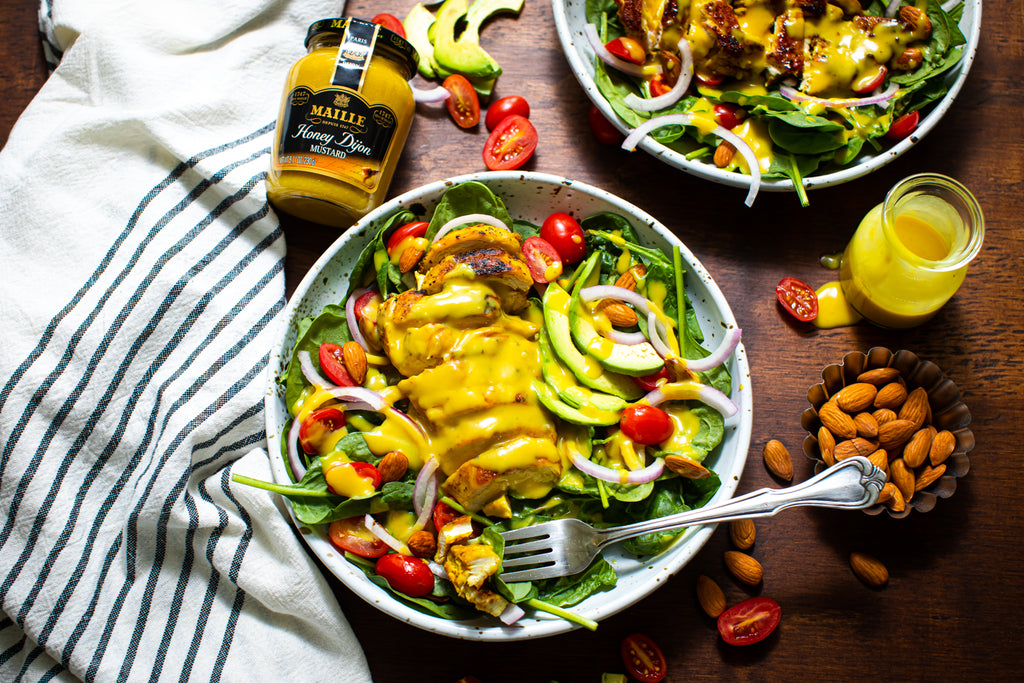 Spinach Salad with Chicken and Honey Dijon Dressing