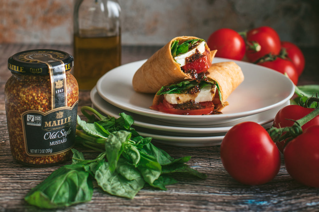 Caprese Salad Wraps with Maille Old Style and Balsamic Dressing