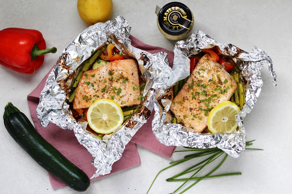 Honey Mustard Grilled Salmon in Foil Packets