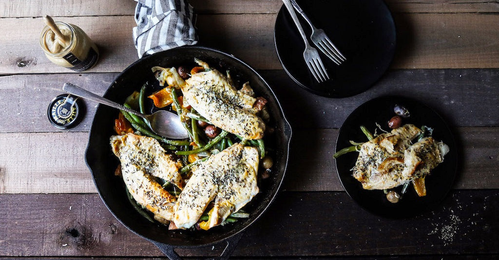Maille One-Pan Dijon Fish and Green Beans
