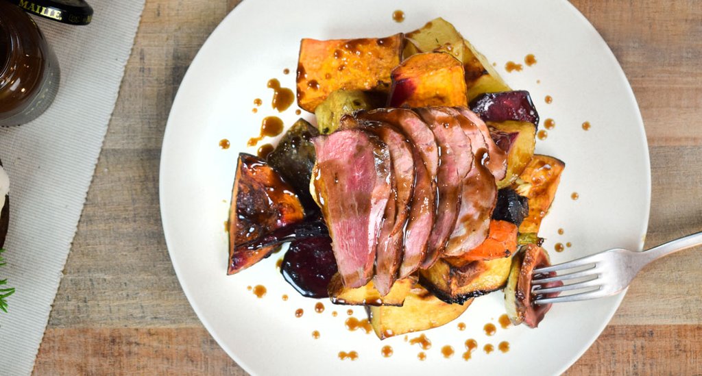 Glazed Duck Breast with Roasted Root Vegetables