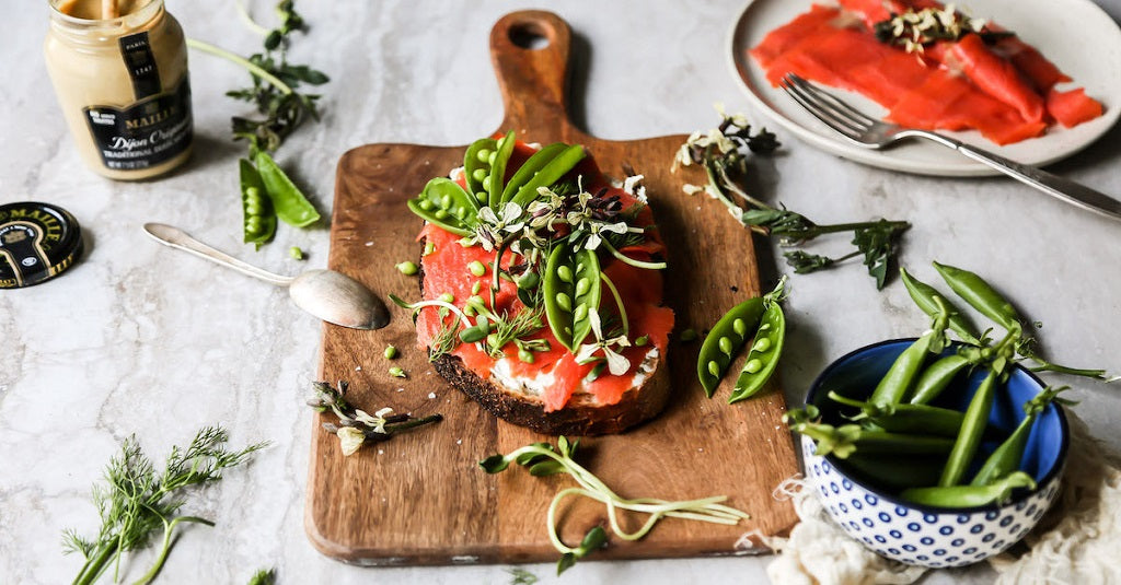 Maille Smoked Salmon Tartine with Maille Dijon Originale Cream Cheese