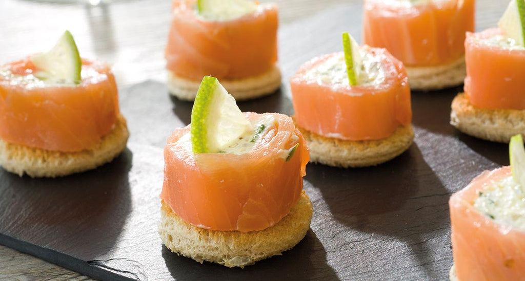 Smoked Salmon Roulade, with Cream Cheese <br>and Maille Mini Cornichons Classique