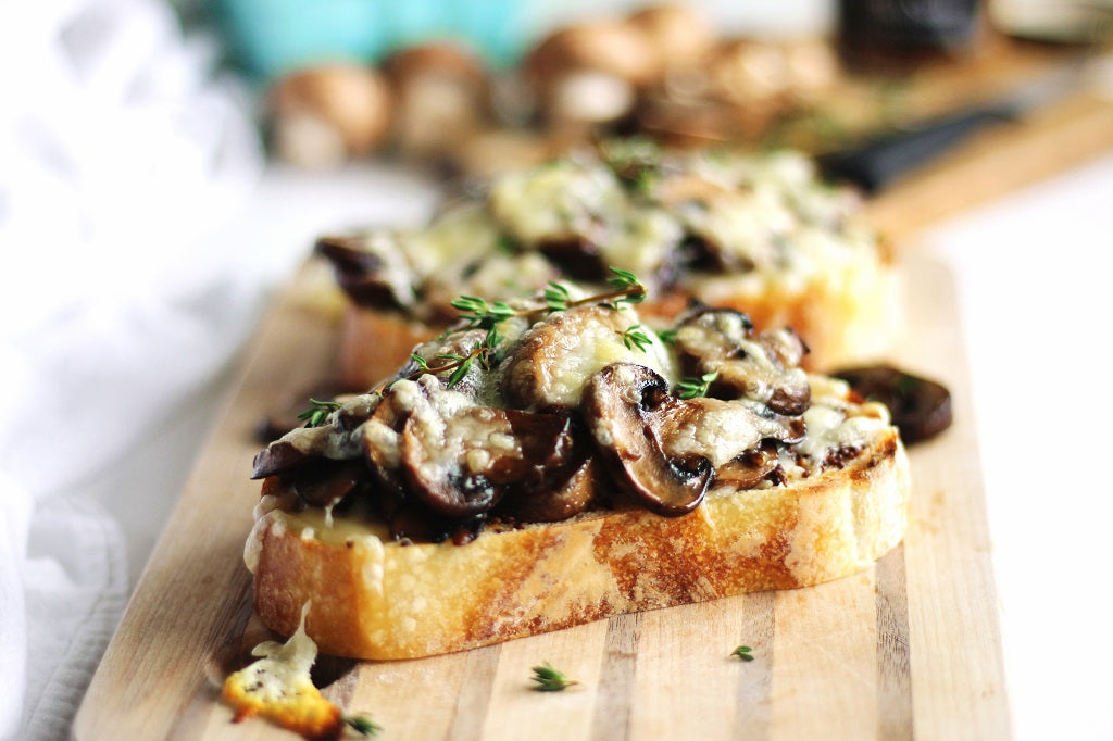 Maille Cheesy Mushroom Toast With Mustard and Thyme